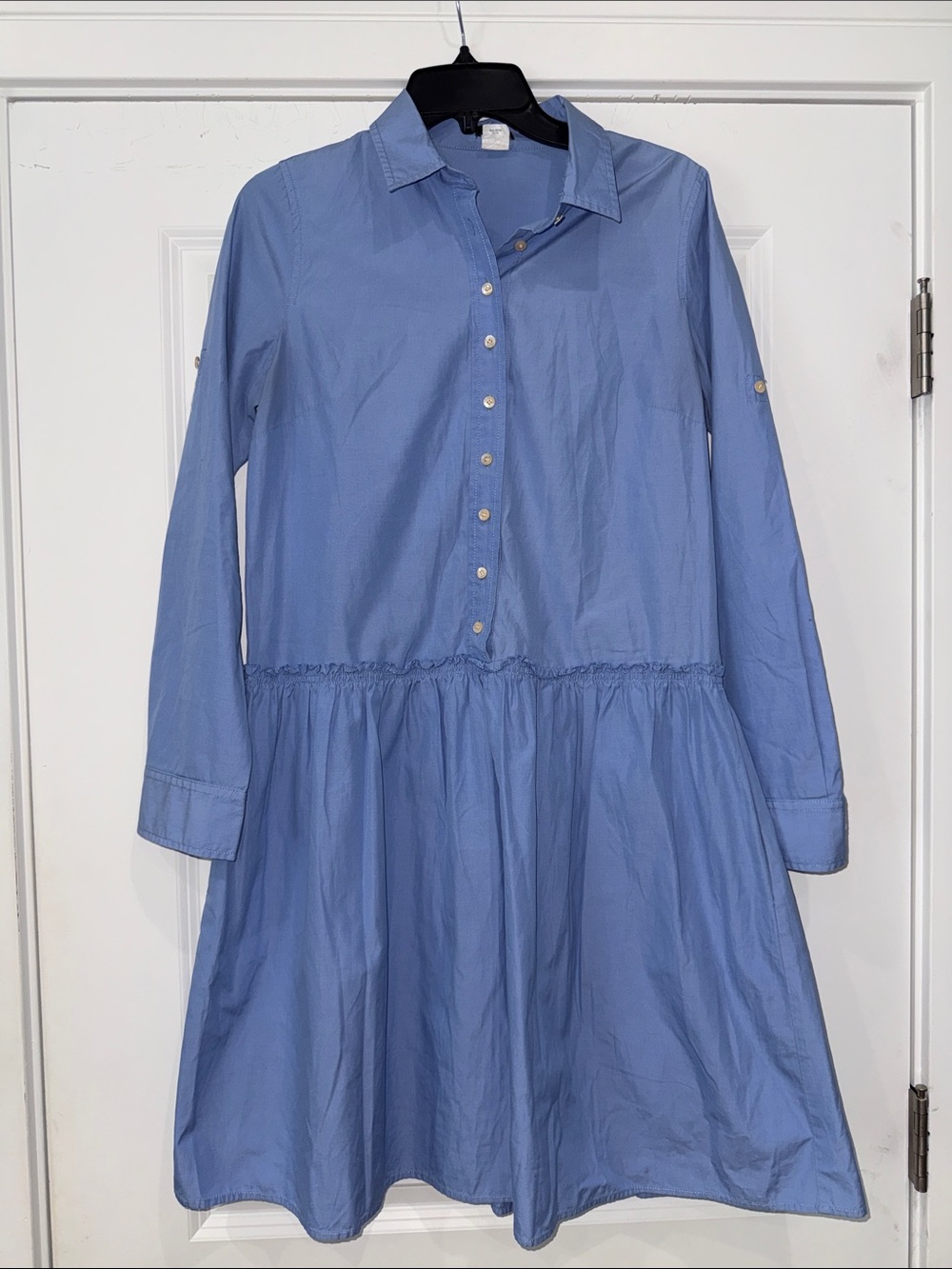 J.Crew Vintage 2007 Blue Cotton Drop-Waist Shirt Dress Size 6